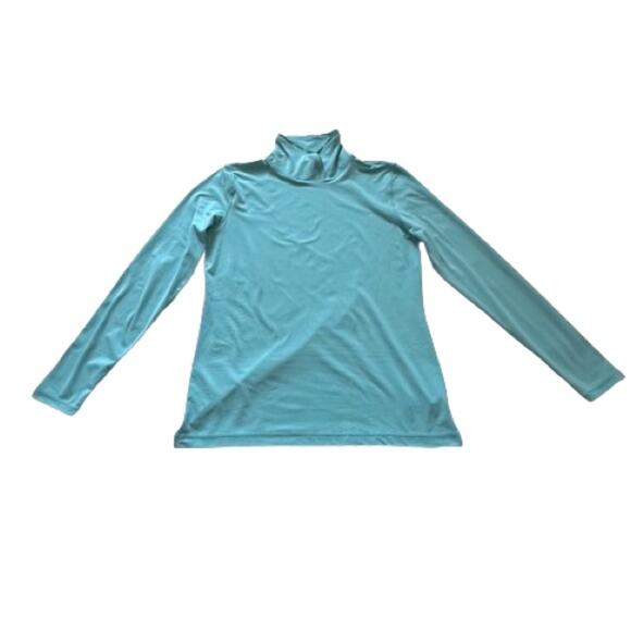 Athleta Light Blue Split Mock Turtleneck Long Sleeve Soft Active Top Large - Picture 15 of 15